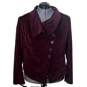 Lane Bryant Deep Plum Velvet Button-Front Jacket